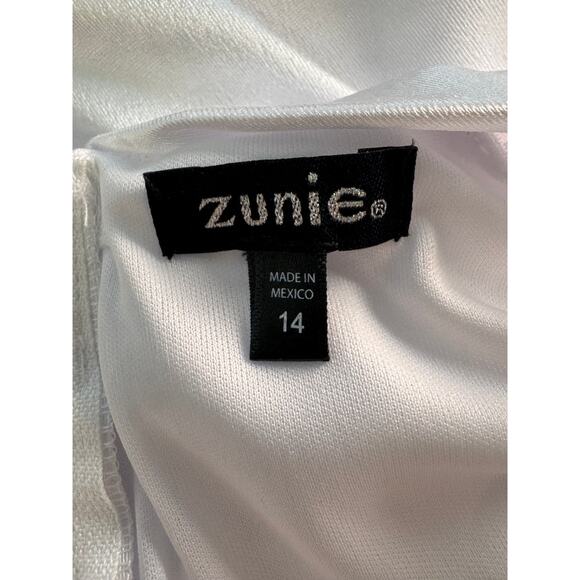 NEW ZUNIE Girls White Sleeveless Back Bow Midi Skater Dress Size 14 - Picture 3 of 4
